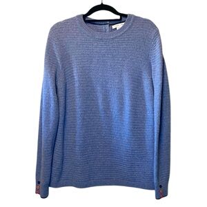 Tabitha Webb Ribbed Sweater XL Blue Button Detail Lambswool Blend Knit Pullover